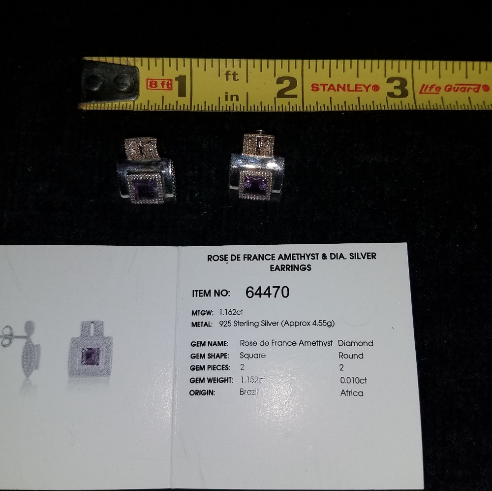 Rose de France amethyst and diamond earrings